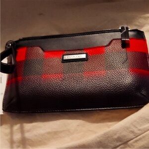 NWT Calvin Klein Red & Black Buffalo Plaid Ombré Large Wristlet Wallet